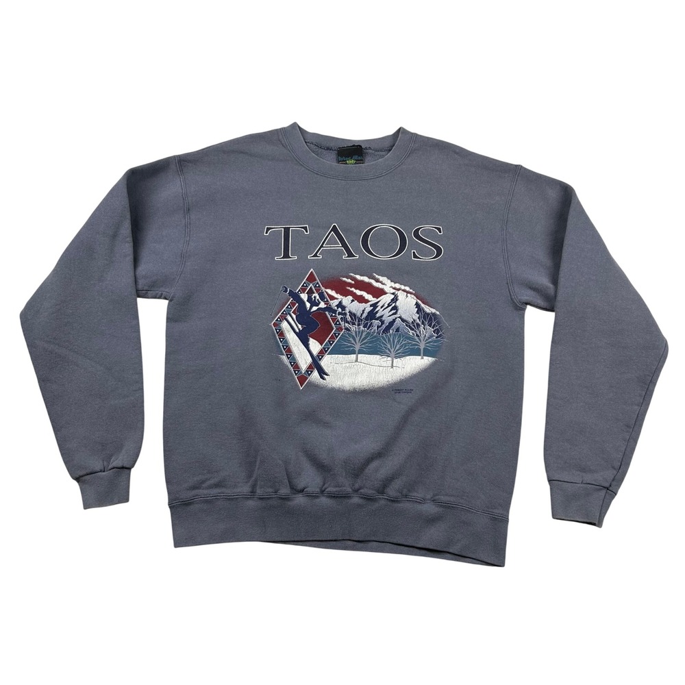 Vintage Ski Sweatshirt Mens L Taos New Mexico Robert Allan Sportswear Faded USA
